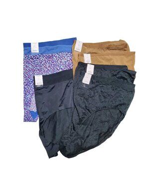 Womens Auden 4X Briefs Bundle Of 6 - Black Lace Tan Black & Colorful Prints